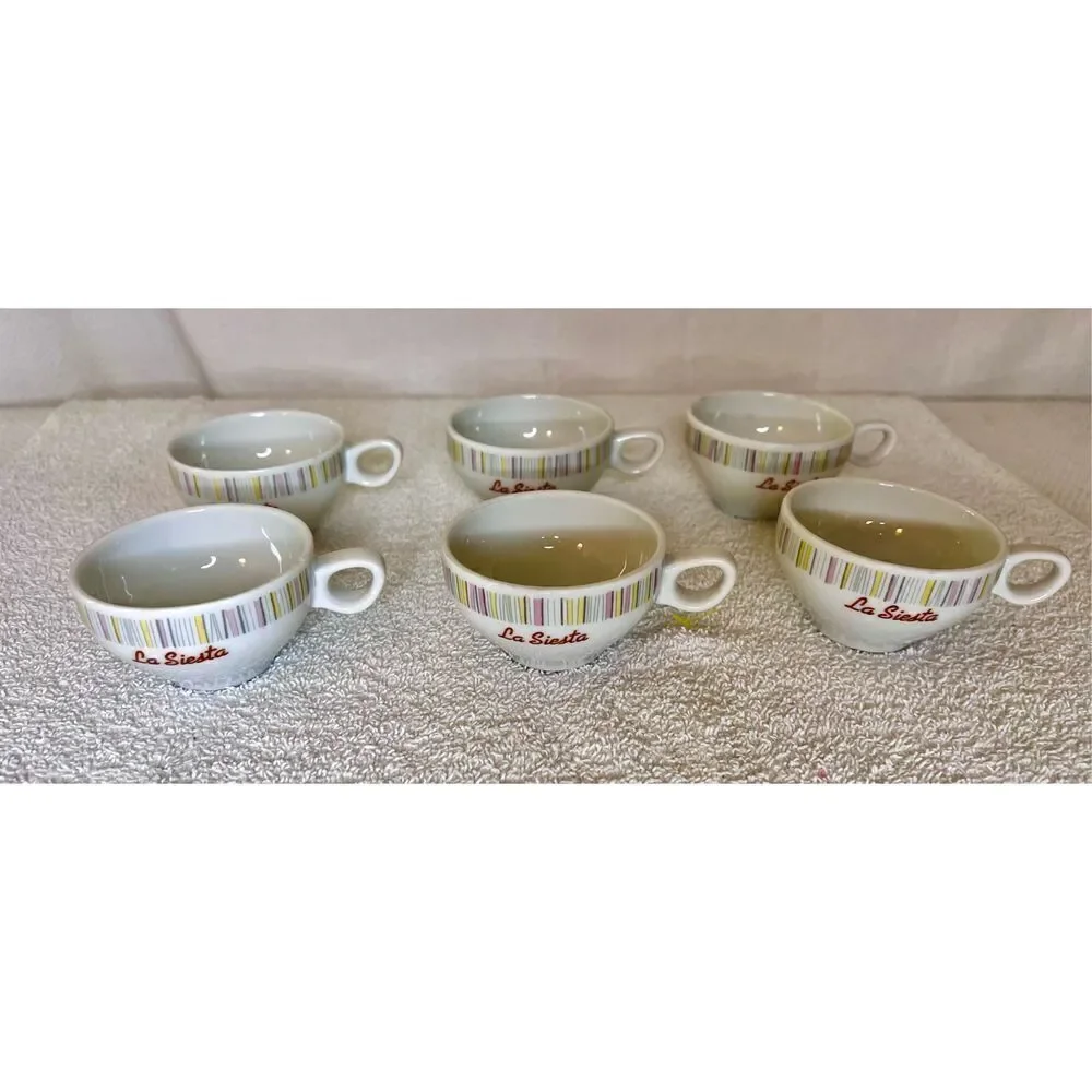 Vintage La Siesta Farbrik Dekor Schonwald  Geometric Print Espresso Cup Set Of 6